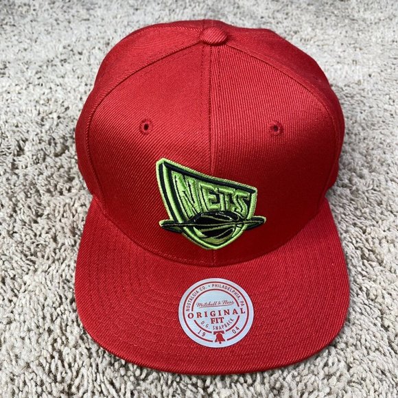 New Jersey Nets Mitchell & Ness Hat Reverse Grinch Team Snapback HWC Red Cap NWT - Picture 10 of 10